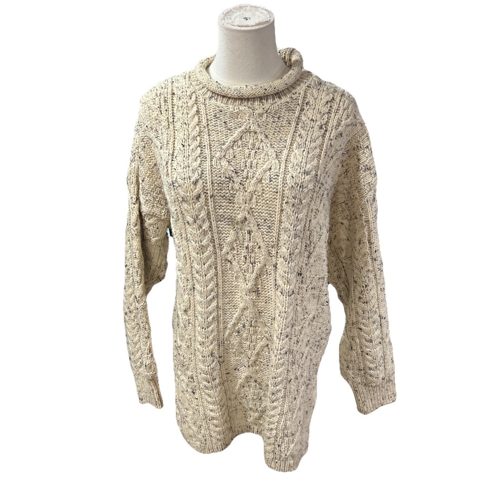 irish homecraft sweater Womens Medium Wool Natural Oiled Knit Ireland‎